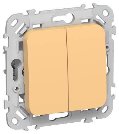 FLITE Выключатель 2-клавишный кнопочный 10А ВС12-2-0-ФлЗ золотарник IEK