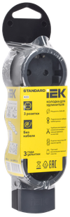 STANDARD Колодка для удлинителя с заземлением К03 3 места черная IEK1