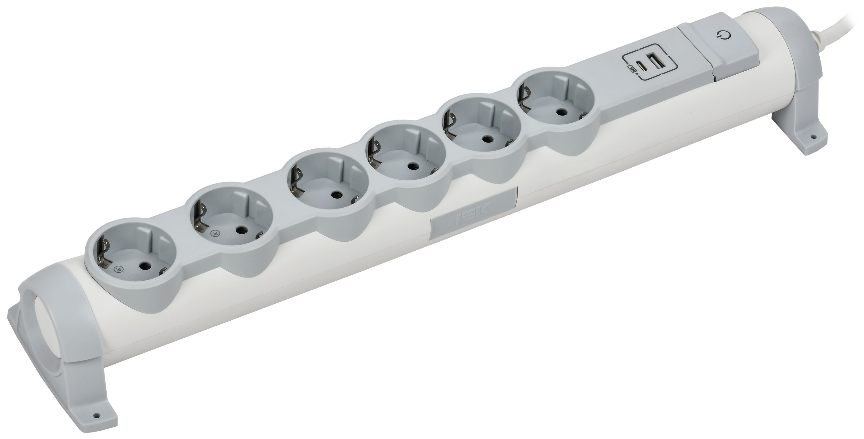 COMFORT Удлинитель У06К 6 мест 2P+PE 3м 3х1,5мм2 16А USB A+C 20Вт белый IEK
