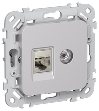 FLITE Розетка 2-местная RJ45/TV категория 5Е STP РКТВ5е-2-1-ФлА алюминий IEK