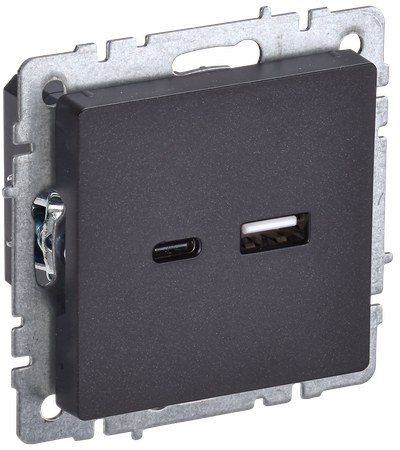 BRITE Розетка USB A+C 18Вт РЮ11-1-БрЧ черный IEK