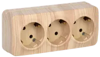 RS23-3-XC Triple socket with grounding contact 16A with opening installation GLORY (pine) IEK