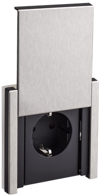 FORTE&PIANO Розетка 1-местная с заземлением с защитными шторками и крышкой безвинтовое крепление 16А IP44 FP719M металл никель IEK