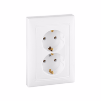 VALENA Розетка 2-местная с заземлением без защитных шторок 16А в сборе белый