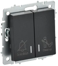 BRITE 2-gang switch with indication for hotels 10A VS10-2-9-BrCh black IEK