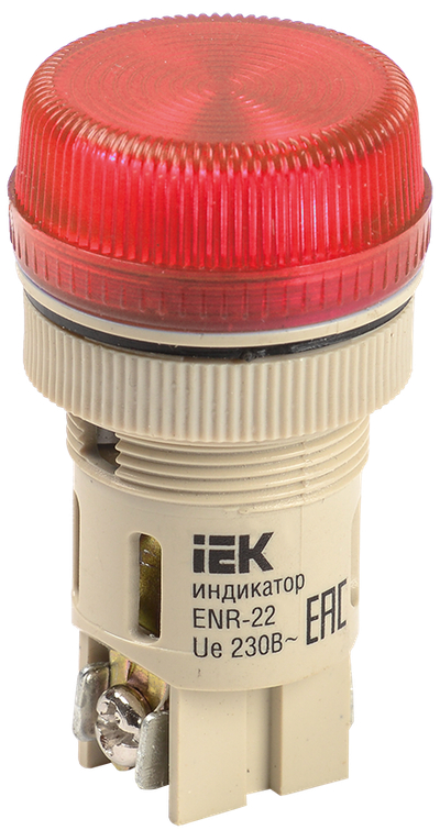 Лампа ENR-22 сигнальная d=22мм красный неон/240В цилиндр IEK