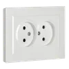 BRITE Double socket without ground without shutters 10A with frame PC12-2-BrB white IEK4