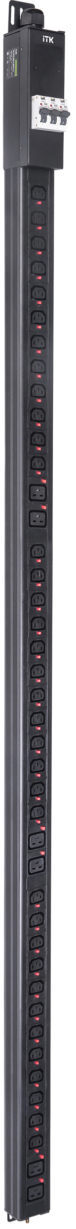ITK BASE PDU вертикальный PV1113 43U 3 фаза 32А 36 розеток C13 + 6 розеток C19 кабель 3м вилка IEC60309 (промышленная)