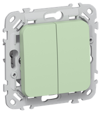 FLITE Выключатель 2-клавишный проходной 10А ВС62-1-0-ФлФ фисташковый IEK