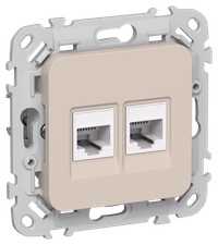 FLITE Розетка 2-местная компьютерная RJ45 категория 5Е UTP РК5е-2-0-ФлЛ льняной IEK