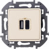 INSPIRIA Зарядное устройство USB А+С 3000мА 5Вслоновая кость0
