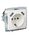 BRITE Socket outlet 1-gang with earthing with protective shutters 16A with USB A+A 5V 3.1A RYUSH10-2-BRJ pearl IEK5