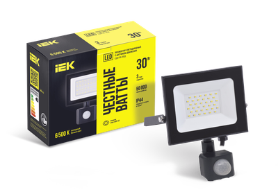 LED floodlight SDO 06-30D black motion sensor IP54 6500K IEK