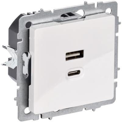BRITE Розетка USB A+C 45Вт высокоскоростная зарядка РЮ11-2-БрБ белый IEK