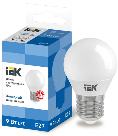 LED lamp G45 ball 9W 230V 6500K E27 IEK is intended for use in lighting devices for external and internal lighting of industrial, commercial and domestic facilities.

Complies with the requirements of the Technical Regulations of the Customs Union TR TS 004/2011, TR TS 020/2011, IEC 62560, Decree of the Government of the Russian Federation of November 10, 2017 No. 1356.