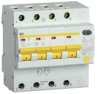 Дифференциальный автоматический выключатель АД14S 4Р 20А 300мА IEK