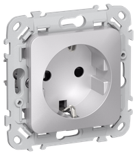 FLITE Розетка с заземлением с защитными шторками безвинтовое крепление 16А РСш11-1-ФлА алюминий IEK