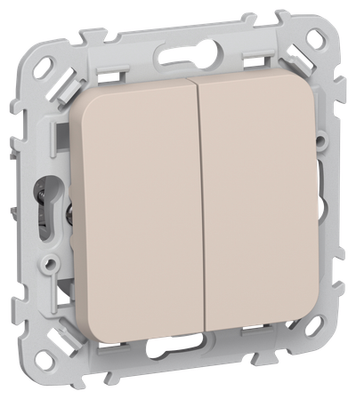 FLITE Выключатель 2-клавишный кнопочный 10А ВС12-2-0-ФлЛ льняной IEK