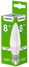Лампа светодиодная C35 свеча 8Вт 230В 4000К E27 GENERICA1