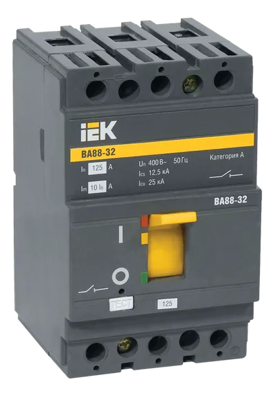 Автоматические выключатели ВА88 предназначены для проведения тока в нормальном режиме и отключения тока при коротких замыканиях, перегрузке, недопустимых снижениях напряжения, а также для оперативных включений и отключений участков электрических цепей и рассчитаны для эксплуатации в электроустановках с номинальным рабочим напряжением до 400 В и на номинальные токи от 12,5 до 1600 А.

Соответствуют требованиям ГОСТ Р 50030.2.

Сделано в России.