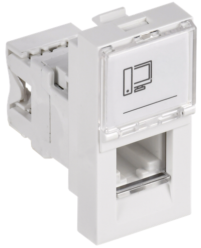 Розетка компьютерная РКИ-10-00-П RJ-45 UTP кат.5e (на 1 модуль) ПРАЙМЕР белая IEK