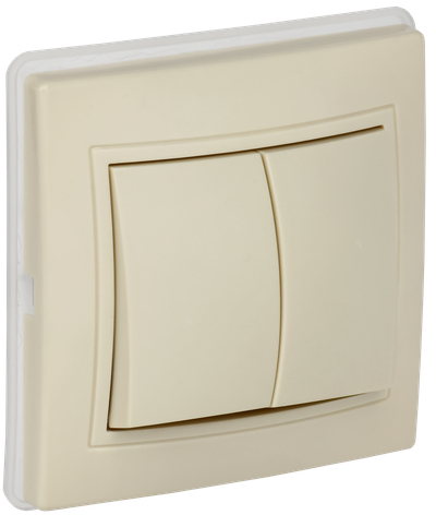 KVARTA Выключатель 2-клавишный 10А ВС10-2-0-ККм-44 кремовый GENERICA