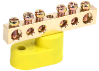 Шина PE "земля" на одном угловом изоляторе ШНИ-6х9-6-У1-Ж IEK