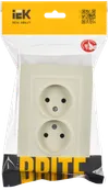 BRITE 2-gang socket without earthing with protective shutters 10A, complete RSsh12-2-BrKr beige IEK1