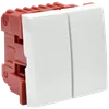 Выключатель проходной (переключатель) двухклавишный ВК4-22-00-П (на 2 модуля) ПРАЙМЕР белый IEK0