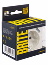 BRITE Розетка 1-местная с заземлением с защитными шторками 16А с USB A+A 5В 3,1А РЮш10-2-БрЖ жемчуг IEK6