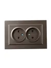BRITE 2-gang socket without earthing with protective shutters 10A, complete RSsh12-2-BrTB dark bronze IEK2
