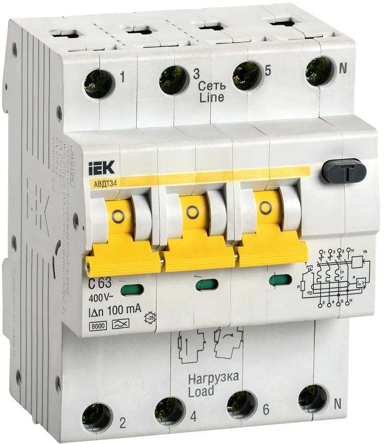 KARAT Автоматический выключатель дифференциального тока АВДТ 34 C63 100мА тип A IEK