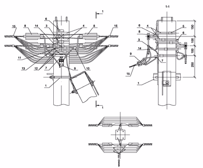 Опора ПА34 ж/б анкерная переходная концевая двухцепная с ответвлением в одну сторону СИП4-4 IEK