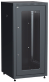 ITK LINEA E Шкаф напольный сетевой 19" 24U 600х600мм стеклянная передняя дверь задняя металлическая черный0