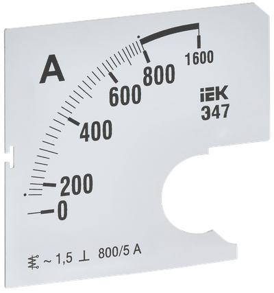 Шкала сменная для амперметра Э47 800/5А класс точности 1,5 72х72мм IEK