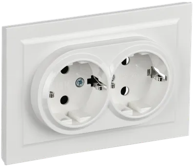 BRITE 2-gang socket outlet with protective shutters 16A, assy RSsh12-3-BrB white