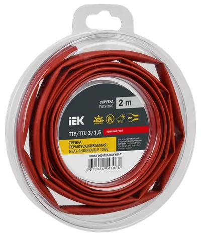 Heat shrink tubing TTU ng-LS 3/1.5 red (2m/pack) IEK