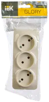 RS23-2-XK Triple socket without grounding contact 16A with opening installation GLORY (cream) IEK1