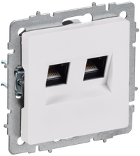 BRITE Розетка компьютерная двойная кат.5E RJ45 РК10-2-БрАБ арктический белый IEK