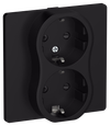 FLITE 2-gang socket with grounding with protective shutters screwless fastening 16A RSsh12-1-K-FlCh black IEK0