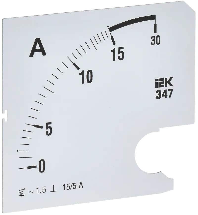 Replaceable scale for ammeter E47 15/5A accuracy class 1.5 96x96mm IEK
