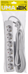 UMA Удлинитель У06 6 мест 2P+PE 5м 3х1мм2 10А белый IEK1