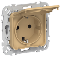 FLITE Розетка с заземлением с защитными шторками и крышкой безвинтовое крепление 16А IP44 РСшкр11-1-44-ФлШм шамуа IEK