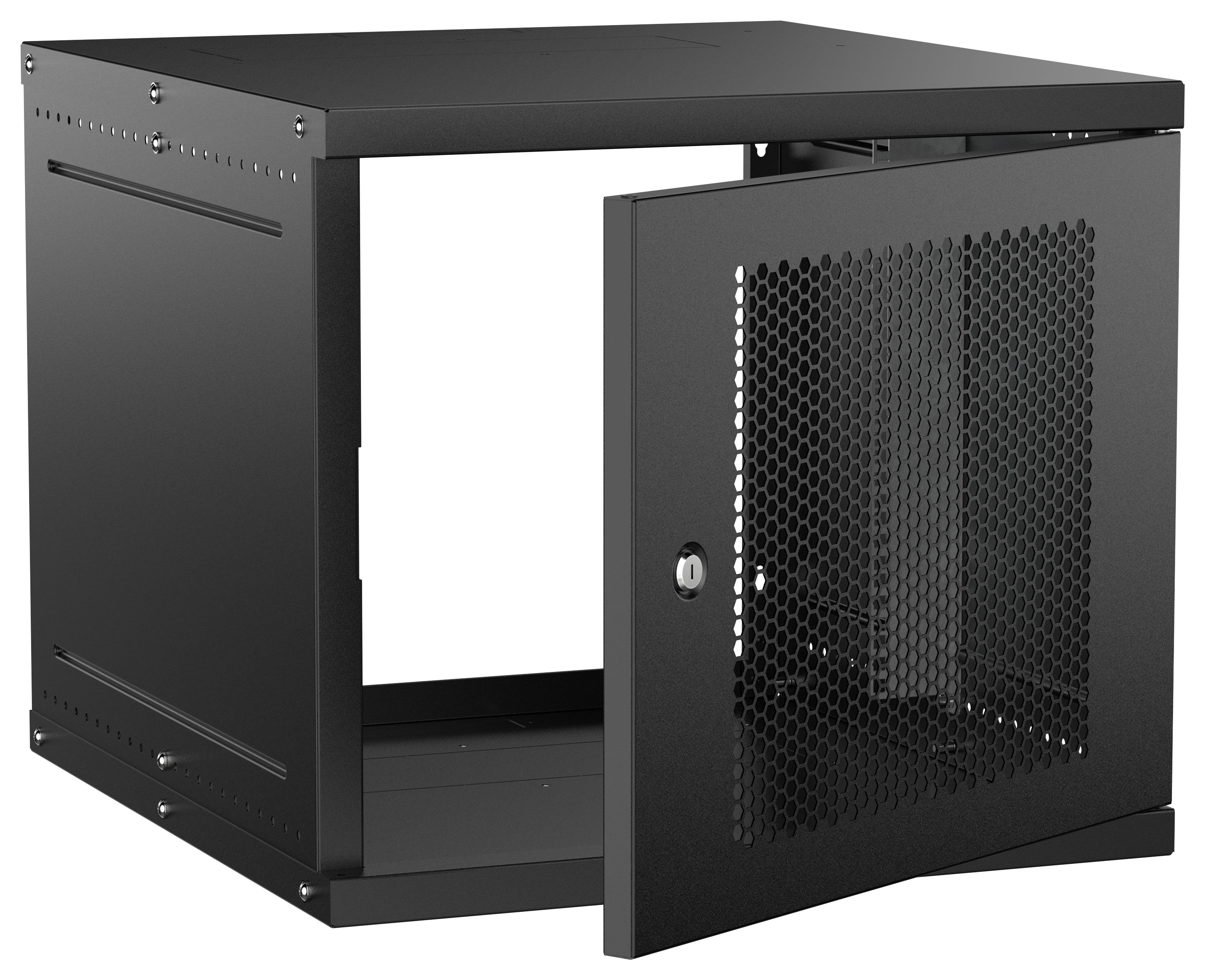 Шкаф настенный 19" 9U 600х650мм перфорированная дверь черный GENERICA (LWE5-09U67-PF-G)