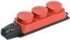 РБ33-1-0м Розетка (колодка) трехместная с защитными крышками ОМЕГА IP44 каучук красная IEK0