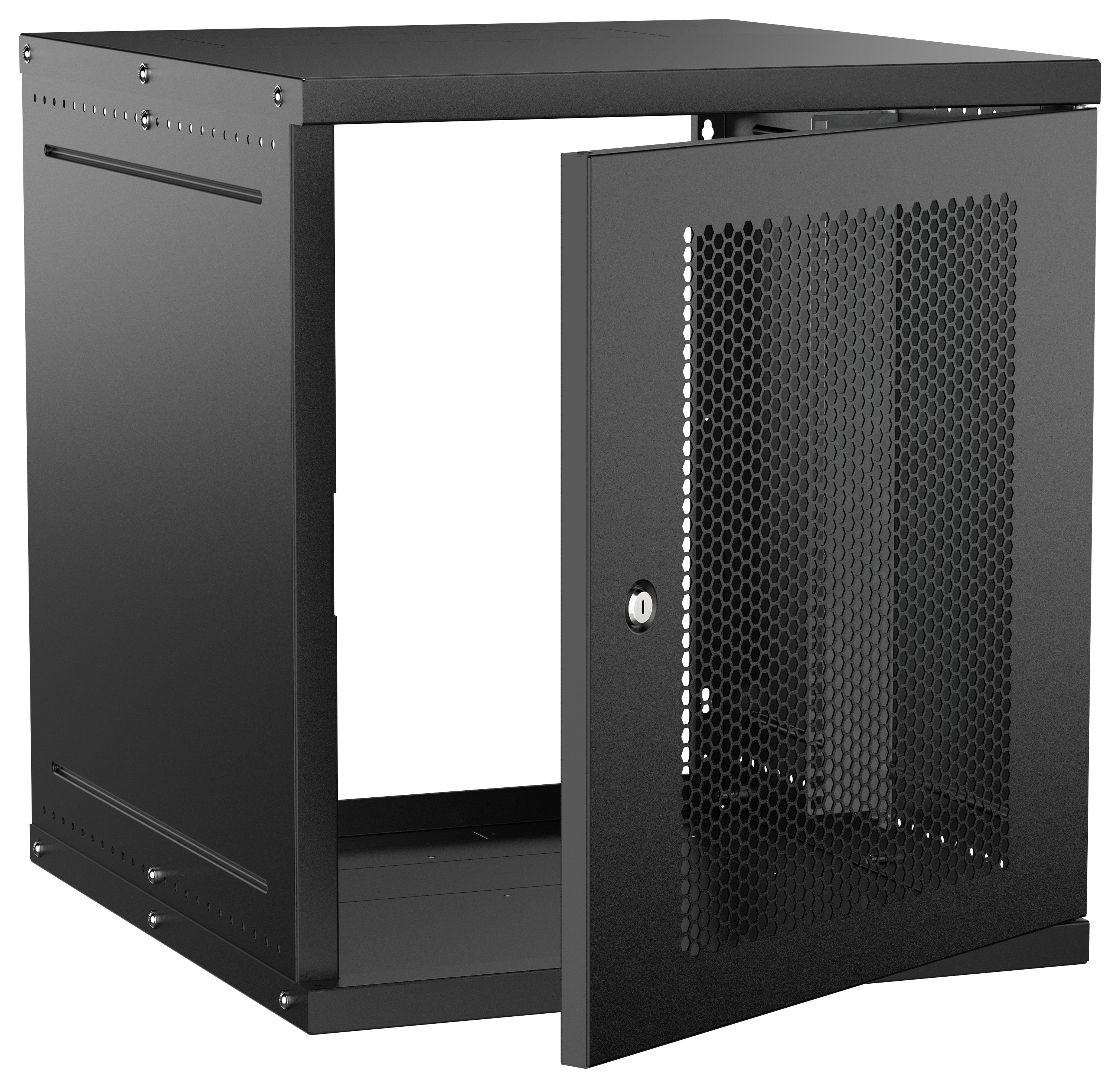 Шкаф настенный 19" 12U 600х650мм перфорированная дверь черный GENERICA (LWE5-12U67-PF-G)
