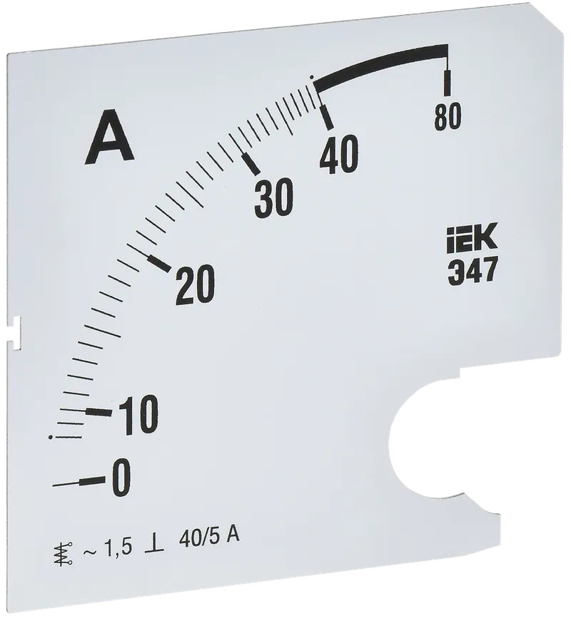 Шкала сменная для амперметра Э47 40/5А класс точности 1,5 96х96мм IEK