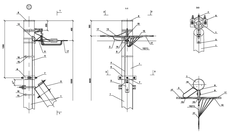 Опора ОАд151 деревянная анкерная ответвительная одноцепная IEK (ASIP ...