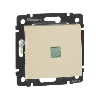 VALENA Выключатель 1-клавишный с подсветкой схема 1L безвинтовые зажимы 10АХ слоновая кость