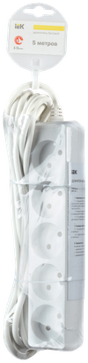 Удлинитель У5 5 мест без заземления 5м 2х0,75мм2 10А/250 IEK1
